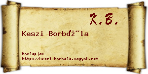 Keszi Borbála névjegykártya